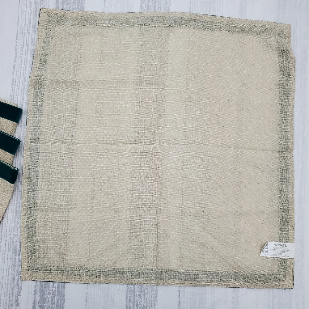 Pier 1 Napkins - Teal Velvet Trim - 4pcs *